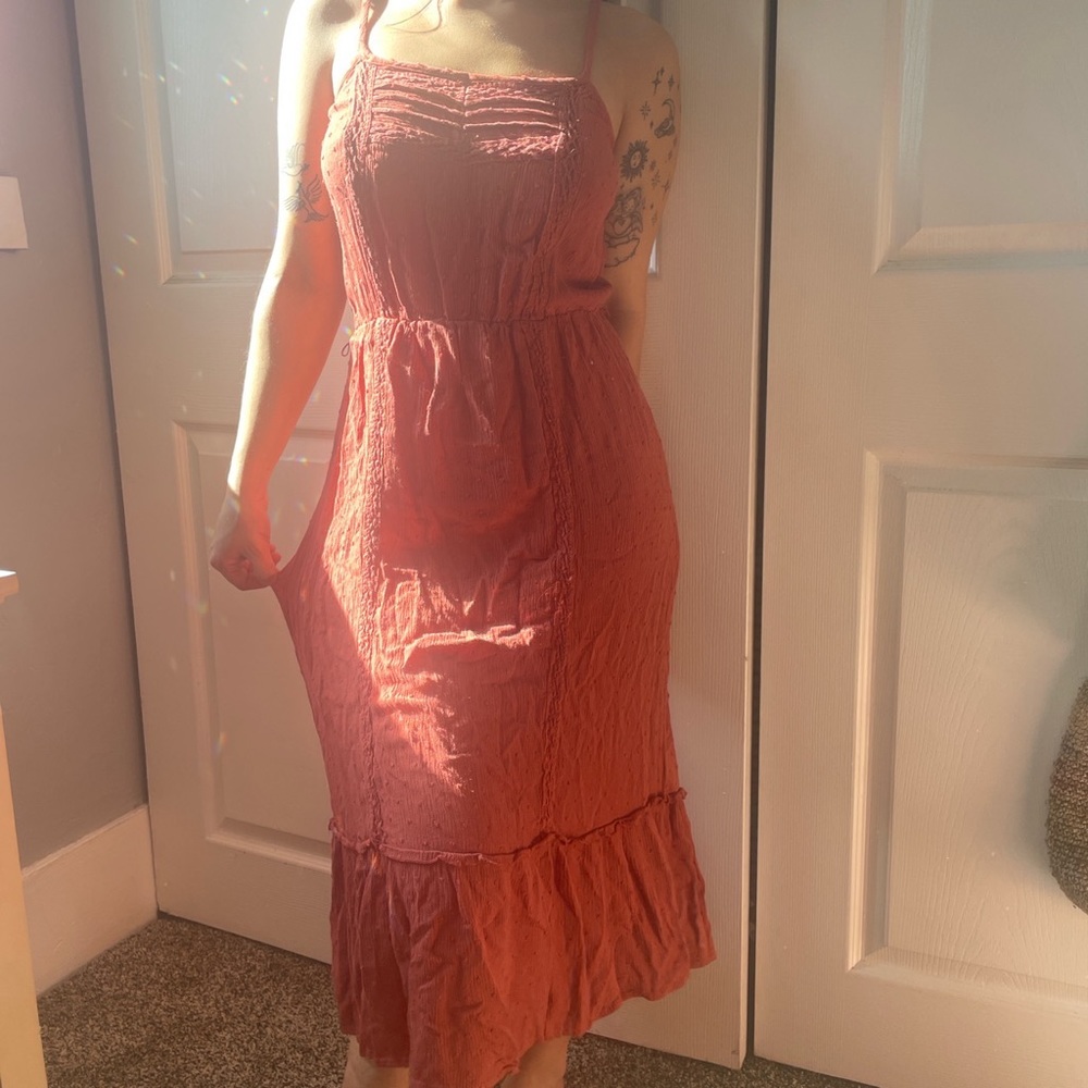 burnt orange tiered dress